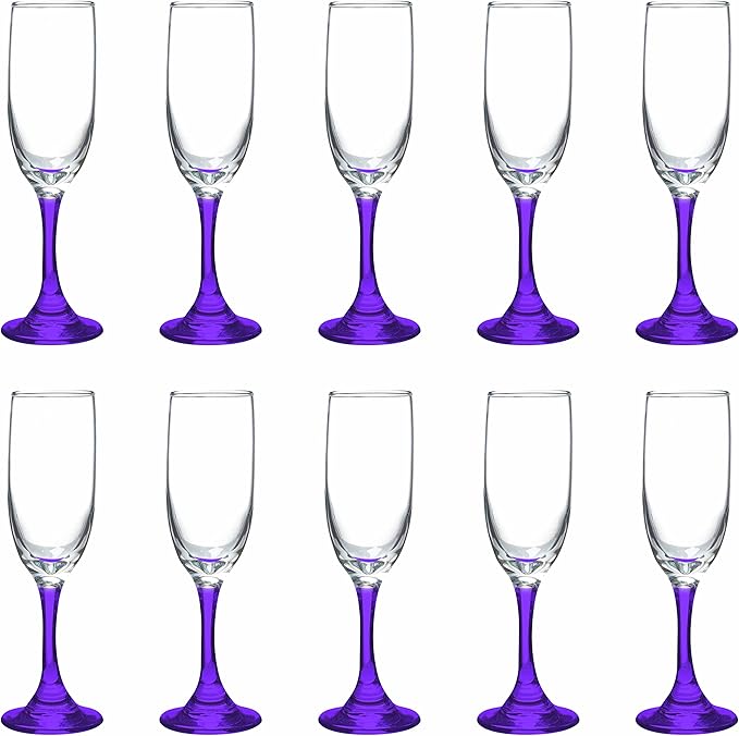 DISCOUNT PROMOS Premiere Champagne Flutes 6.25 oz. Set of 10, Bulk Pack by DISCOUNTPROMOS
