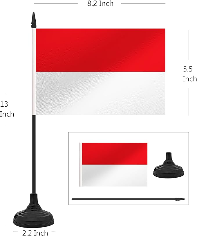 12 Pack Indonesia Desk Flag Set, Indonesian Table Office Flag, Small Miniature - Image 2