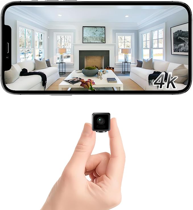 Mini Security Camera, 4K WiFi Wireless Camera Small Portable HD Nanny Cam by RXIMA