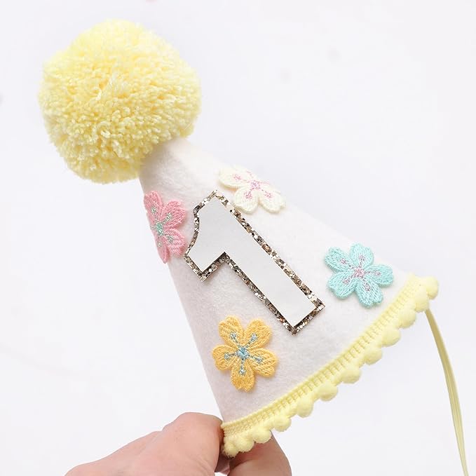 WAUAO Colorful Flower 1st Birthday Cone Hat - Image 7