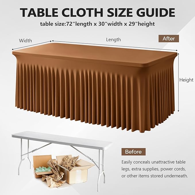 Wish Care 6 Pack Brown Spandex Table Clothes - Image 3