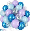 60Pcs Snowflake Balloons, Dusty Light Blue Purple Metallic Dark Blue Snowflake by Togvu