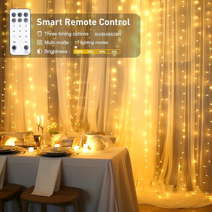 JMEXSUSS 300LED Dual Color Changing Curtain Lights - Image 3