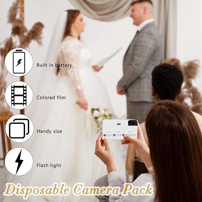 6 Pack Disposable Cameras for Wedding Bulk, 35mm White Single-Use Film Cameras - Image 7