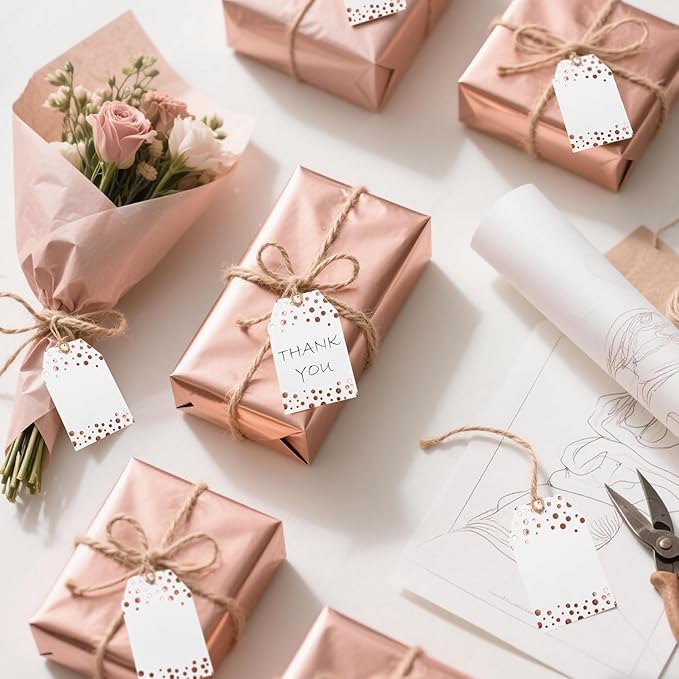 100Pcs Rose Gold Gift Tags - Image 6