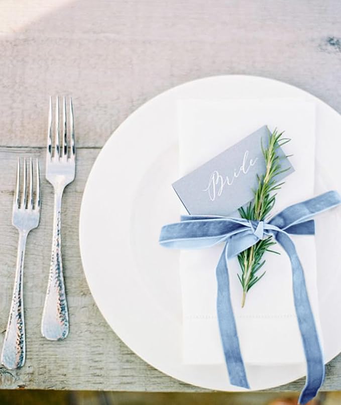 Light Blue Christmas Velvet Ribbon - Image 4