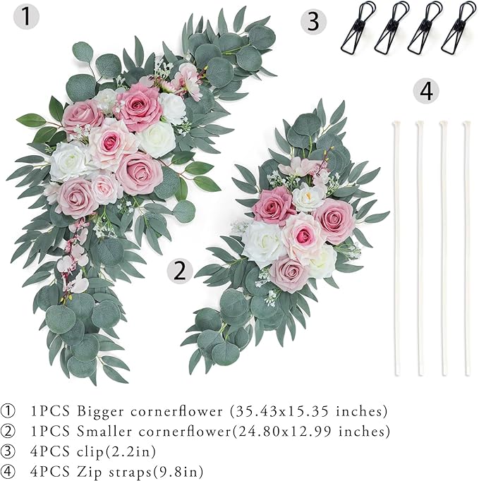 ponatia Artificial Wedding Arch Flowers, Dusty Rose Wedding Flowers - Image 5