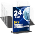 Acrylic Sign Holder 5 x 7, 24 Pack Clear Double-Sided Acrylic Display Stand by Succwoah