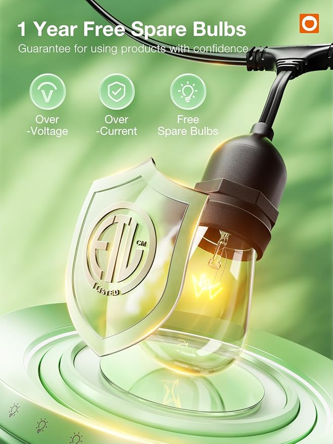 addlon 48 FT Outdoor String Lights Timer Control Commercial Grade Weatherproof - Image 4