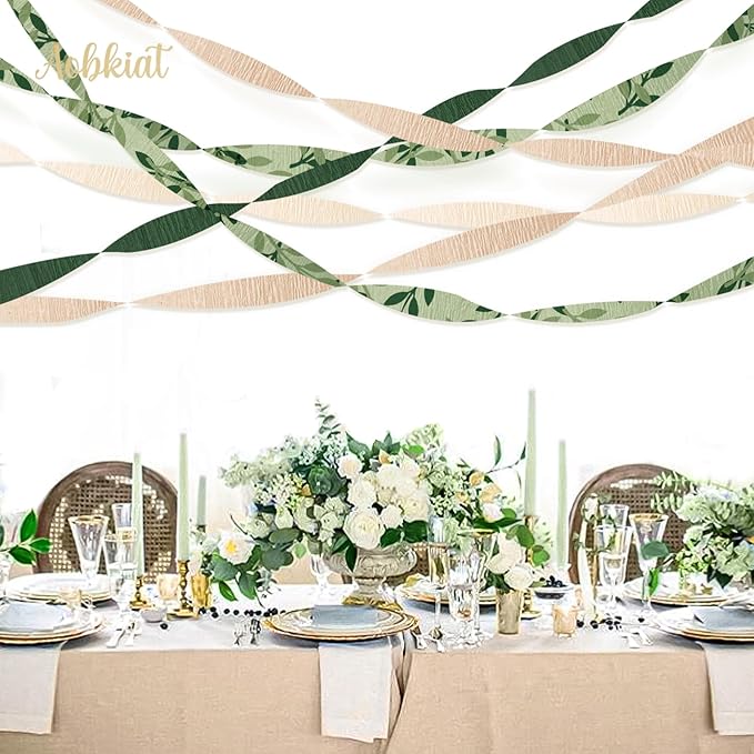 AOBKIAT Wedding Party Baby Shower Decorations, 8 Rolls Green Crepe Paper - Image 6