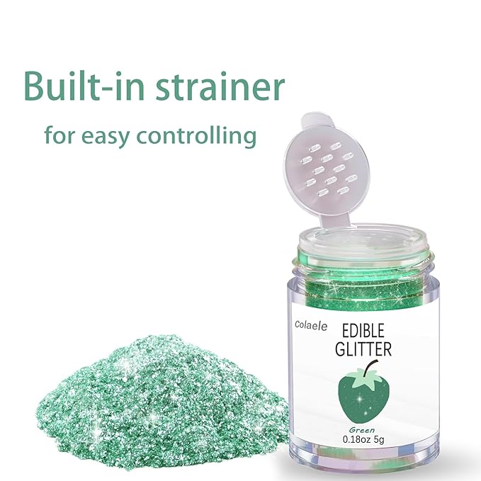 Green Edible Glitter Glimmer Powder - Image 2