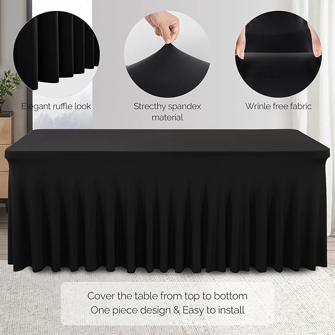 Wish Care 6 Pack Black Spandex Table Cloths - Image 2
