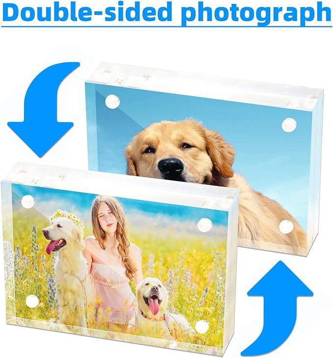 Mini Acrylic Picture Frame 2.5x3.5 Clear Double Sided Magnetic Photo Frames - Image 3
