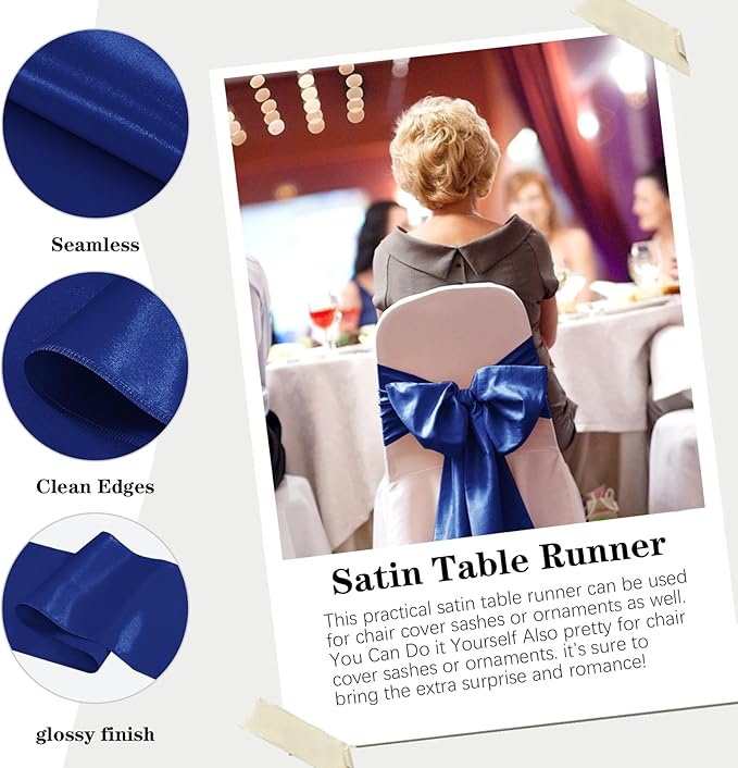 10 Pack Satin Table Runner 12 x 108 Inch Long Navy Silk Table Runner - Image 5