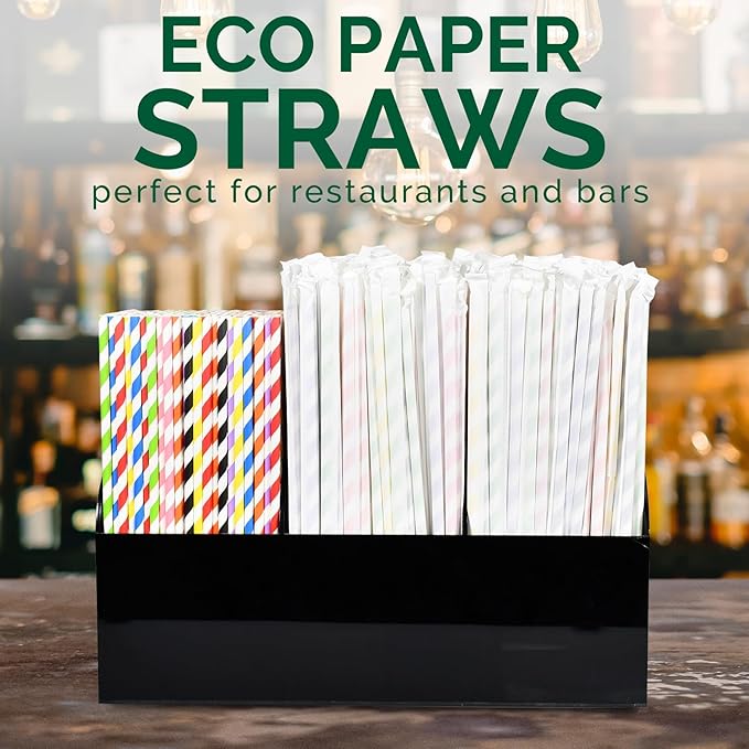 10.25 Inch Long Disposable Paper Straws Biodegradable Individually Wrapped - Image 4