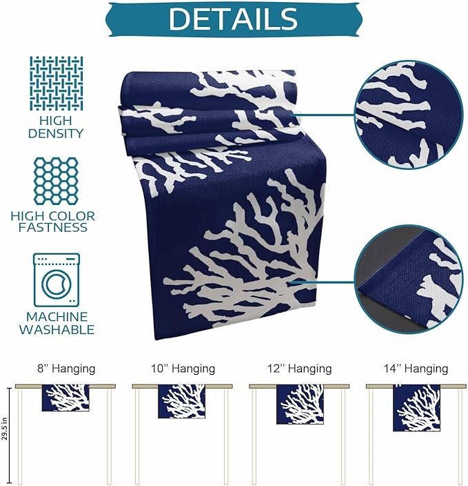 Coastal Coral Cotton Linen Table Runner - Image 7