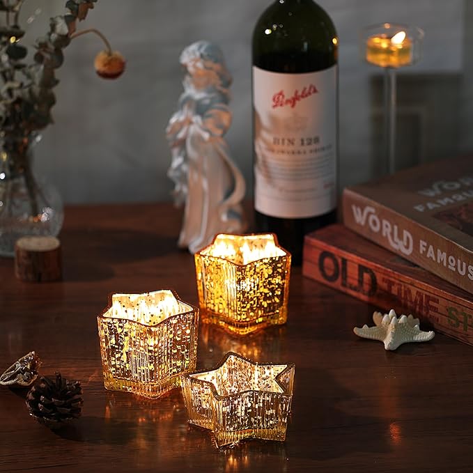 Letine 10pcs Gold Ribbed Candle Cups – Assorted Height Tea Light & Votive - Image 5