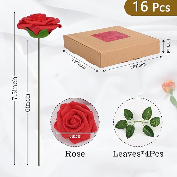 BLEUM CADE 16Pcs Artificial Flowers Fake Roses - Image 3