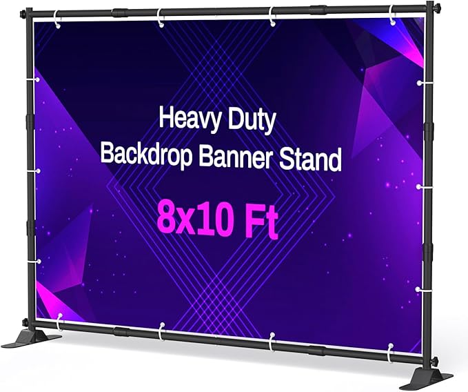 10 x 8 Ft Heavy Duty Backdrop Banner Stand, Adjustable Photo Background Support by Unknown