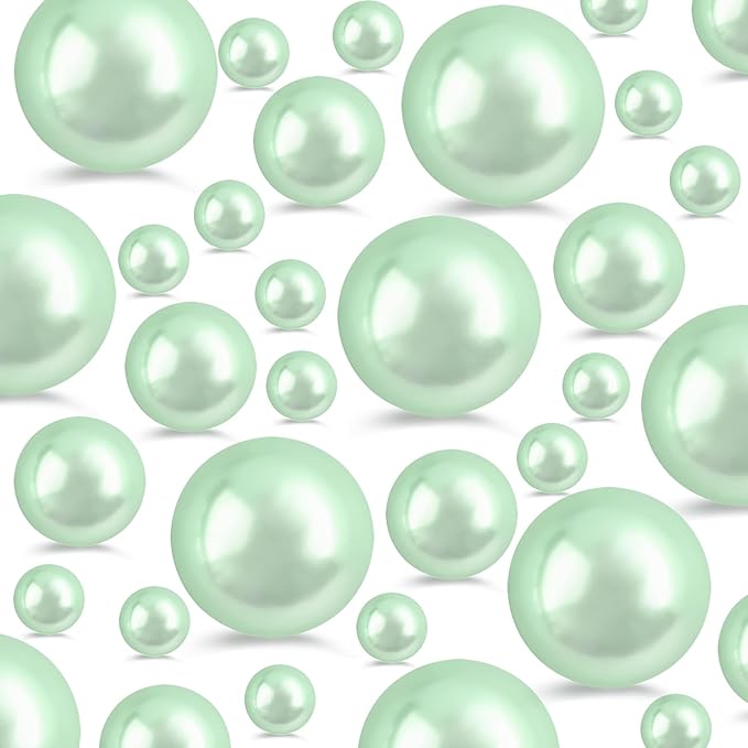 260Pcs LightGreen Glossy Beads for Centerpiece Decor, Artifical Pearls Vase by EGKamhFloatingBeadsPearls