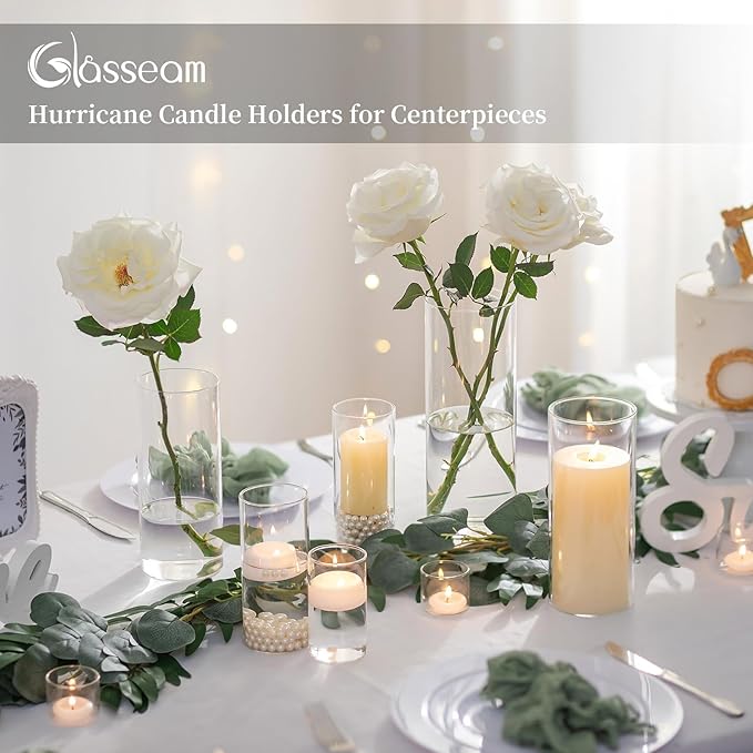 Glasseam Clear Cylinder Vases for Centerpieces, Glass Cylinder Vase Set of 30 - Image 3