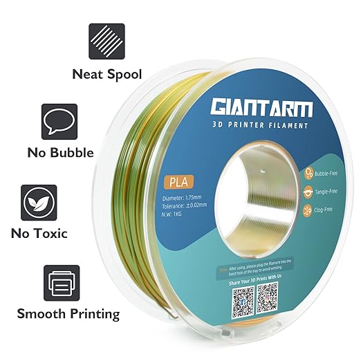 GIANTARM Dual Color PLA Filament, Silk PLA Filament 1.75mm +/-0.02mm, 1KG Spool - Image 3