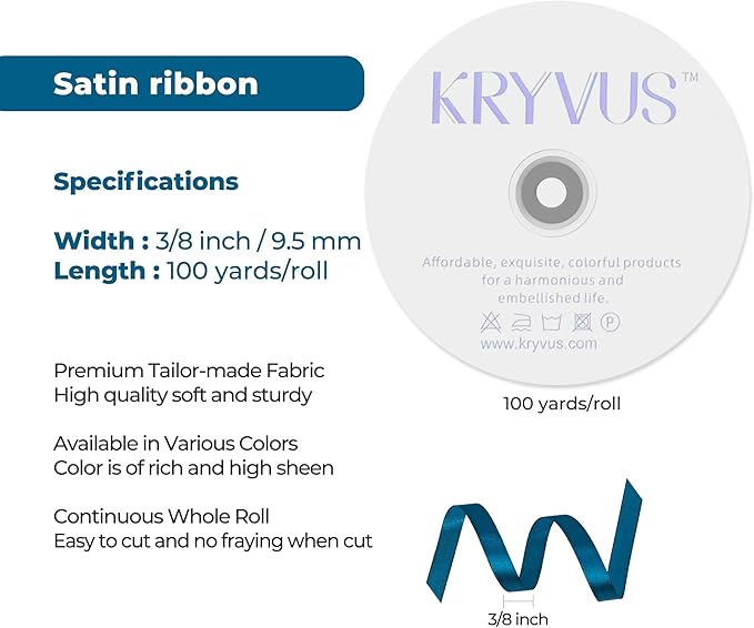 Turquoise Satin Ribbon 3/8 inch X Continuous 100 Yards, Single Face Polyester - Image 3