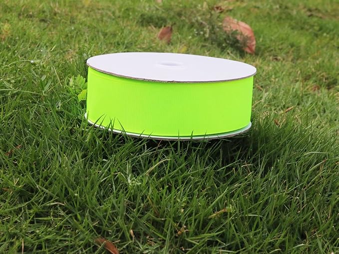 One Roll 50 Yards Soild Neon Green Grosgrain Ribbon 1 1/2 inch Flower Bouquets - Image 4