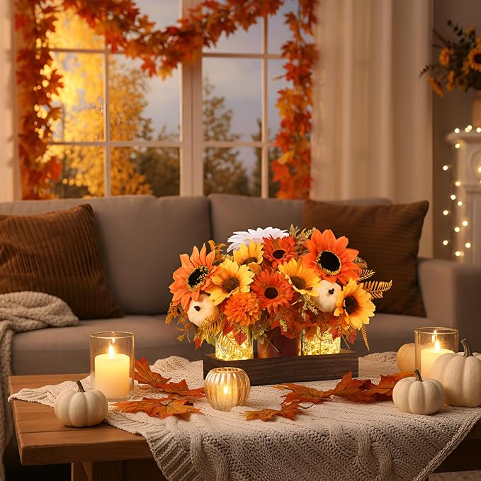 3 Pcs Fall Thanksgiving Tables Centerpieces Mason Jar Table Decor Set, - Image 5