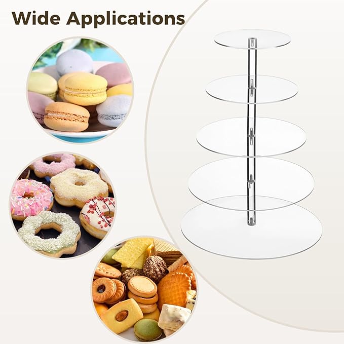 OMISTAR 5-Tier Acrylic Cupcake Stand, 15.7 in / 40 cm Wedding Cake Stand - Image 5