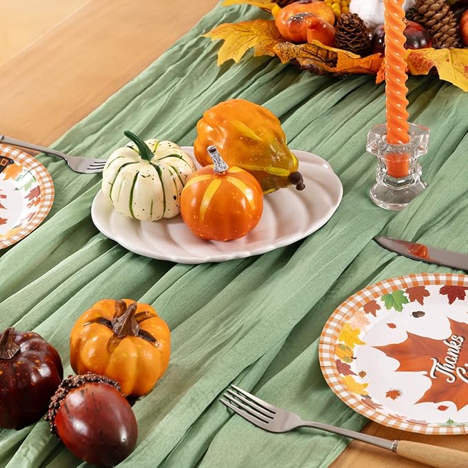 Sage Green Cheesecloth Table Runner 10 Pack Fall Table Runners Boho Gauze 120 - Image 3