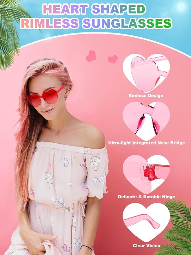 12 Pairs Heart Shaped Sunglasses - Image 4