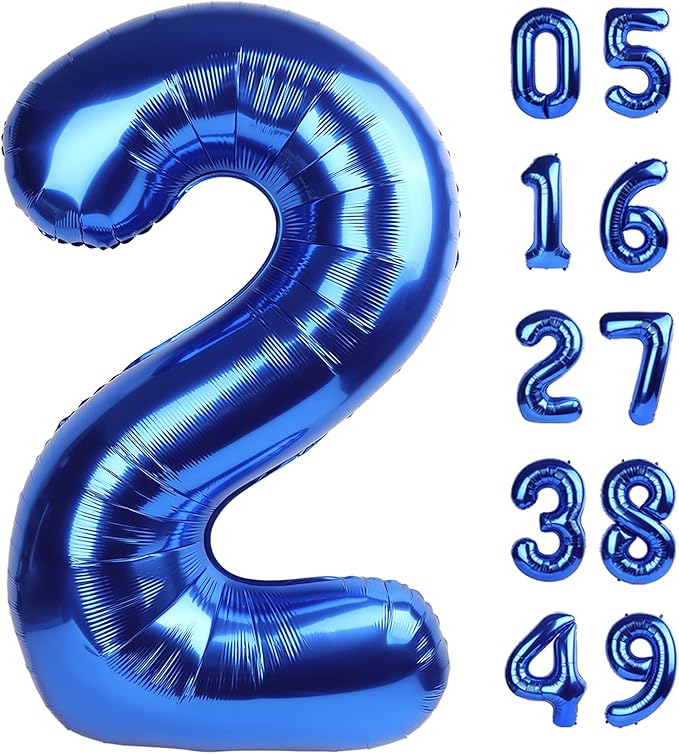 40 Inch Dark Blue Number 2 Balloon Dark Blue Foil Number Balloons 0-9 20 21st by Lnhiya