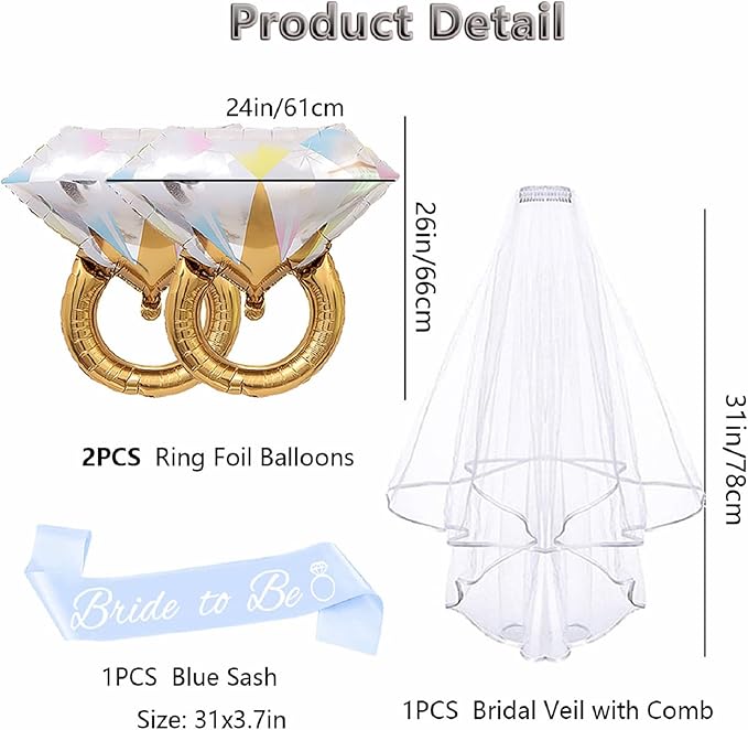 4PCS Bride To Be Sash and Veil - Image 2