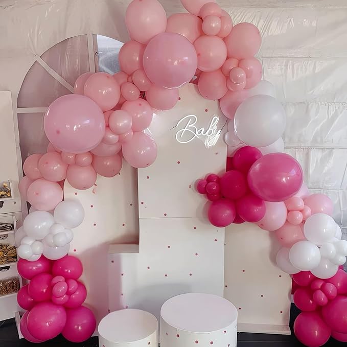 Hot Pink White Balloons - Image 3