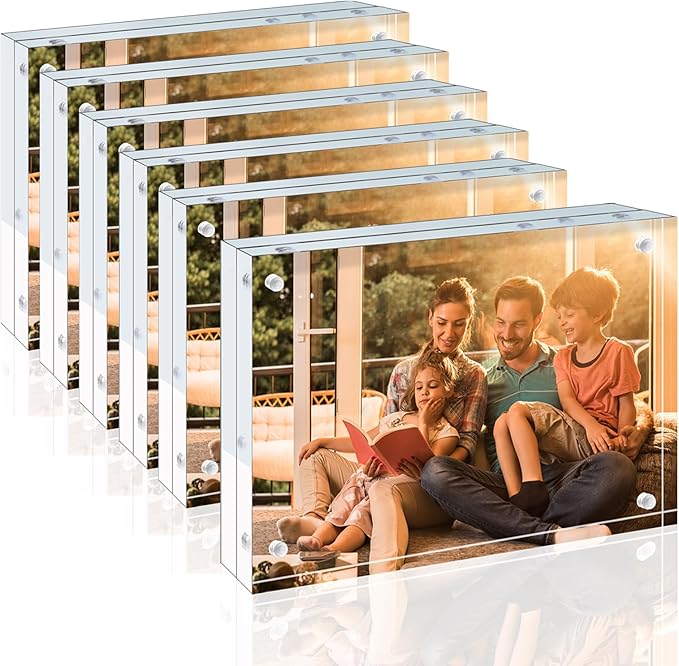 Egofine 4x6 Acrylic Frames 6 Pack, 20mm Thicker Frameless Clear Picture Frames by Egofine