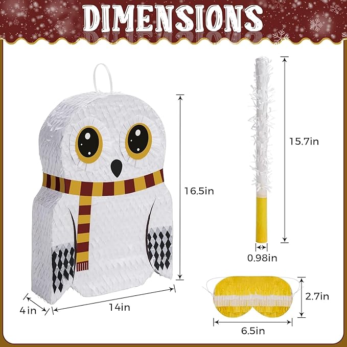 Small Owl Pinata Bundle with a Blindfold, Forest Animal Theme, Wizard Theme - Image 2