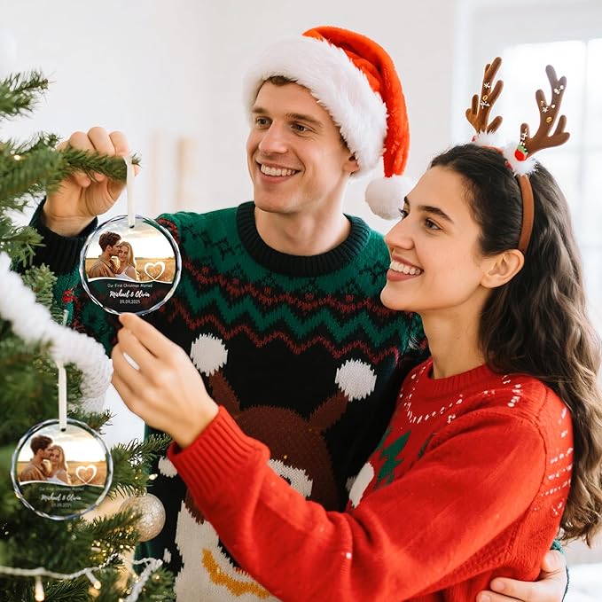 Personalized First Christmas Engaged Ornaments, Engagement Gifts - Image 4