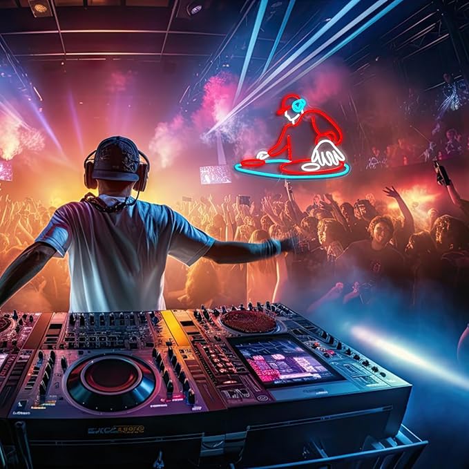 DJ Player Neon Sign Bar Neon Light Wall Decor 16.5 * 12.6 Inch LED DJ Light Up - Image 7