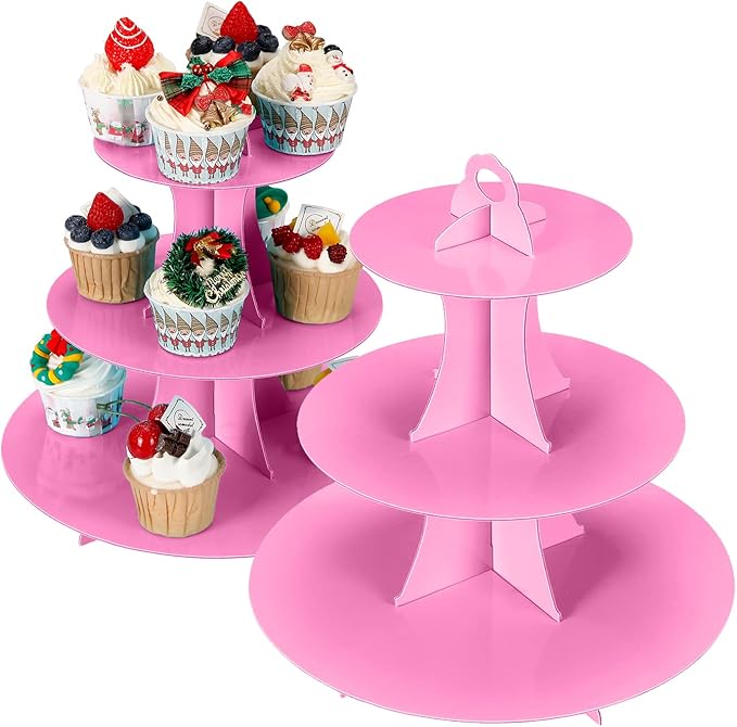 2Pcs 3-Tier Cupcake Stand, Cake Stand holder, Tiered DIY Cupcake Stand Tower by funnytrendypartysupplies