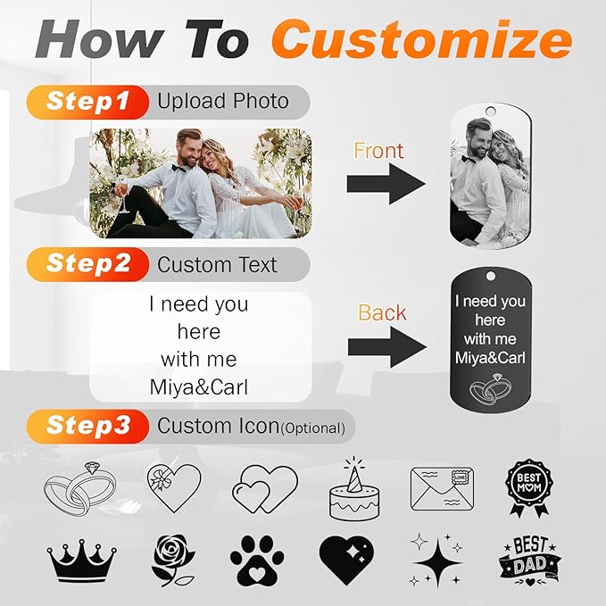 Custom Keychain with Picture, Personalized Photo Keychain with LOGO Text - Image 3