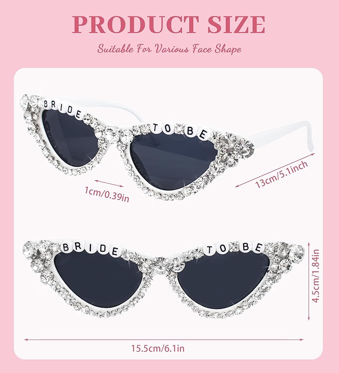 Bride Sunglasses for Bachelorette White Heart Glasses for Bride to Be Gift - Image 4