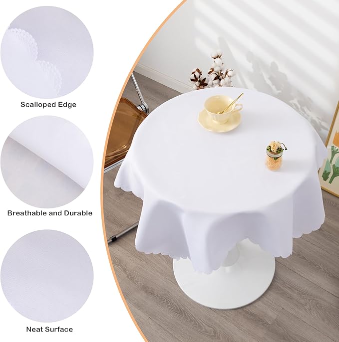 Small Square White Tablecloth 36 x 36 Inch Polyester Fabric Washable Table - Image 4