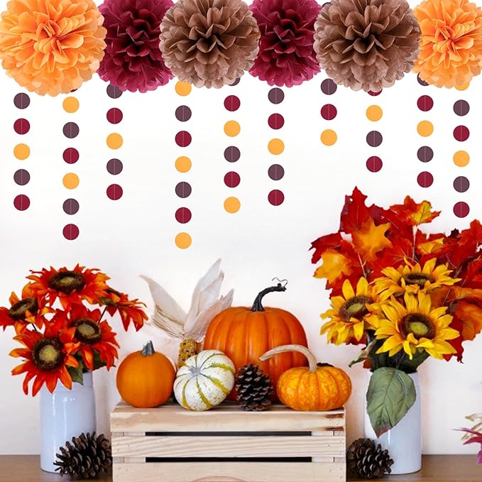 Brown Burgundy Orange Party-Decorations - Image 4
