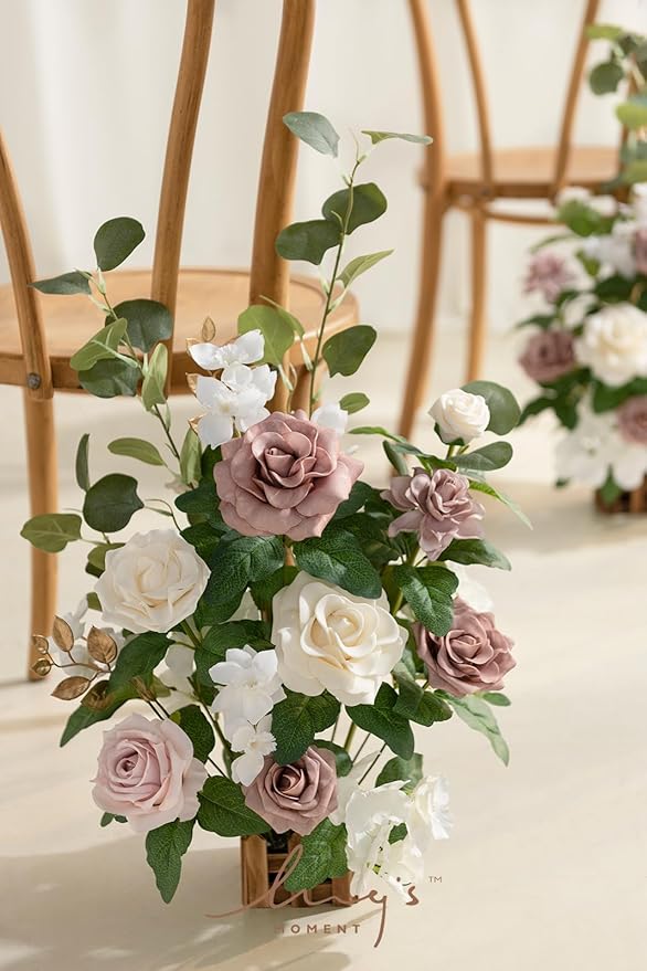Ling's moment 17.5" Tall Standing Artificial Flowers Arrangements 4 pcs Wedding - Image 2