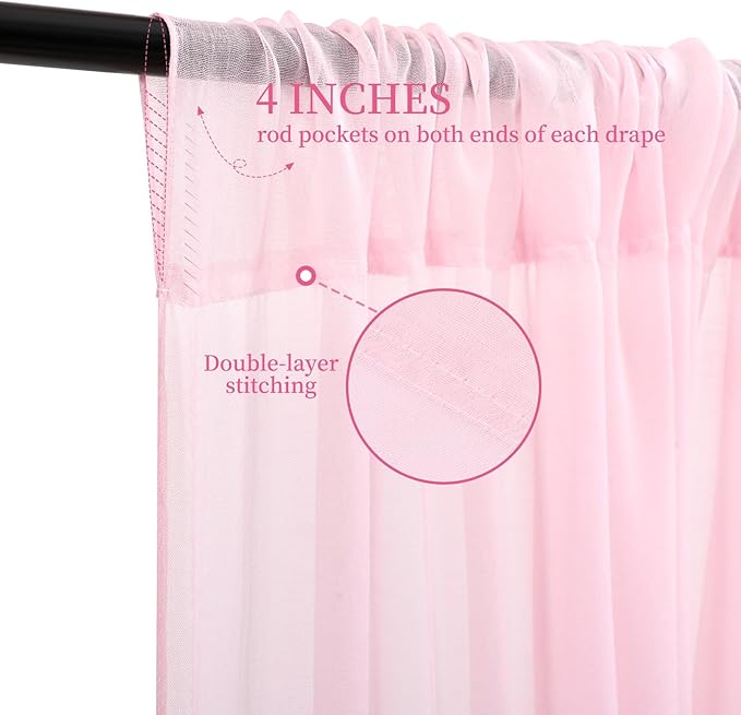 6 Panels Pink Ceiling Drapes for Wedding, 5ftx15ft Ceiling Drapes Cheesecloth - Image 3