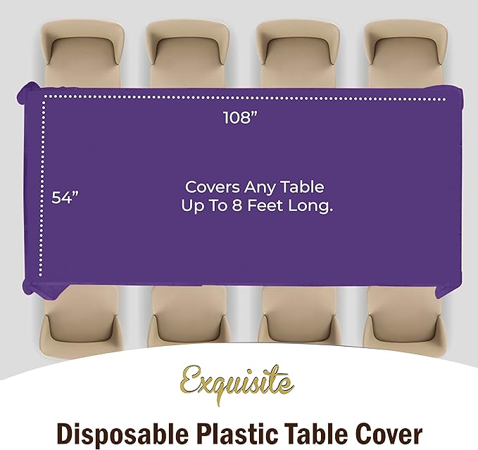 Party Solids Pack Of 12 Premium Plastic Tablecloth 54 Inch x 108 Inch Rectangle - Image 4