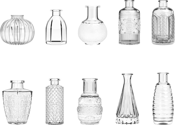Gather & Bloom Creations Glass Bud Vases in Bulk – Set of 10 Mini Wedding - Image 2