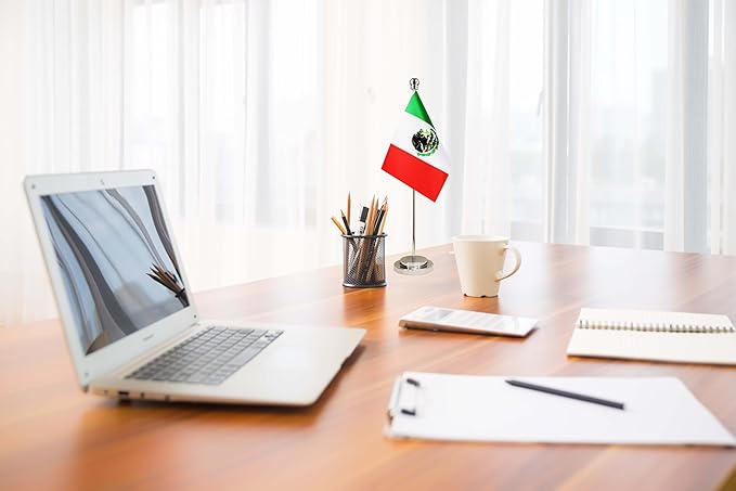 Mexico Mexican Deluxe Desk Flag Set Small Mini Miniature Mexico Mexican Table - Image 3