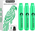 3 Pcs Green Jumbo Permanent Markers: 15mm Wide Tip Thick Acrylic Paint Pen by BIGTHUMB